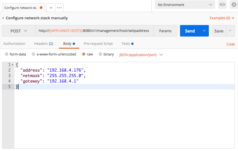 Postman set IP address